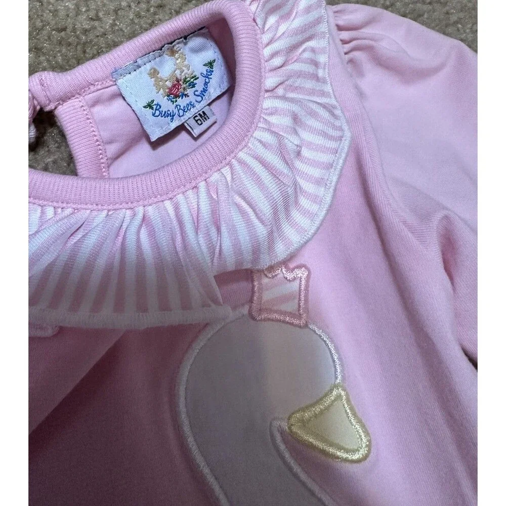 Busy Bees Smocks Girls 6m Ruffled Long‎ Sleeve Romper